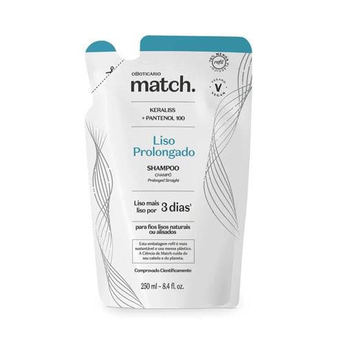 Refil Match Shampoo Liso Prolongado 250Ml — foto 1