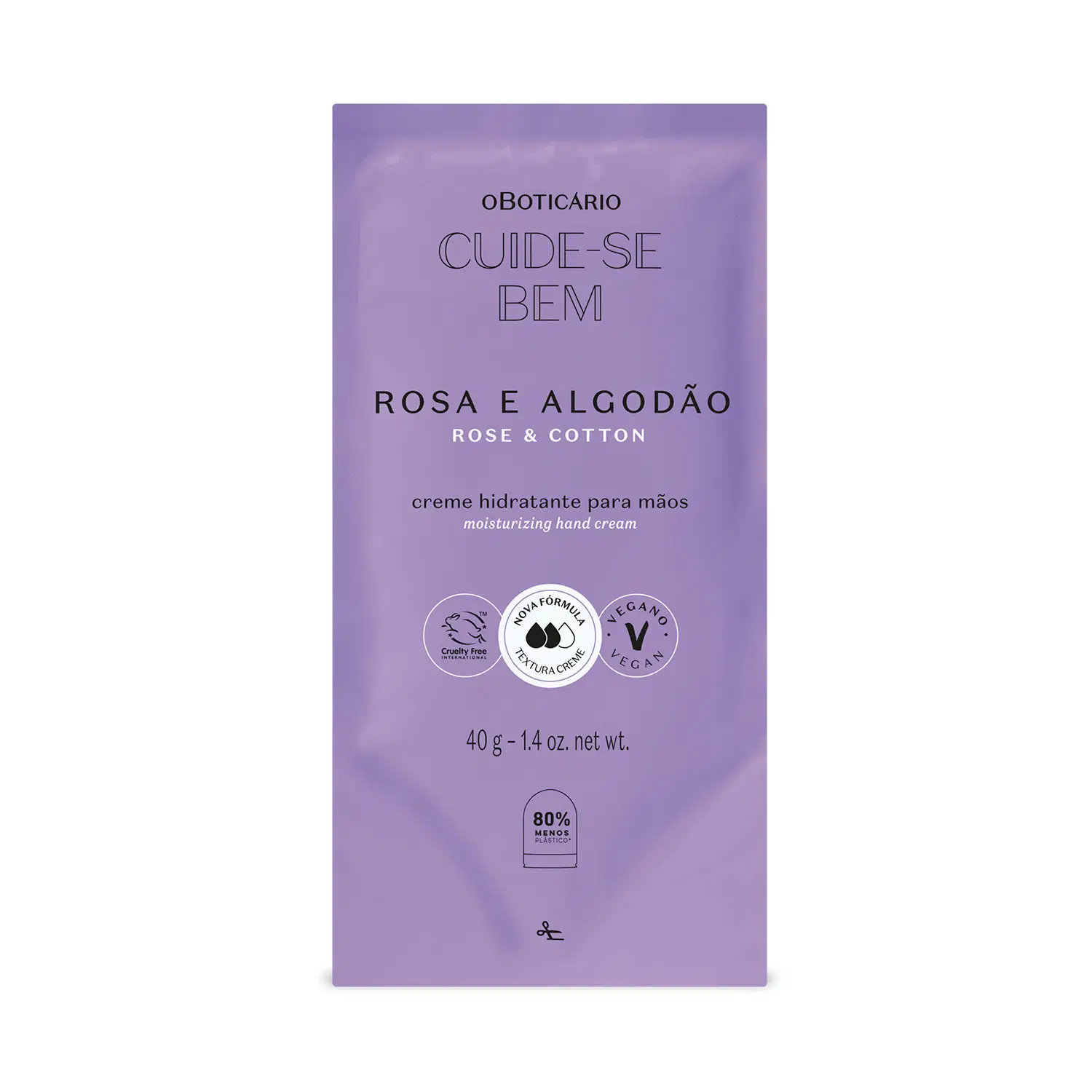 Refil Creme Hidratante Para Mãos Cuide-Se Bem Rosa E Algodão 40G — foto 1