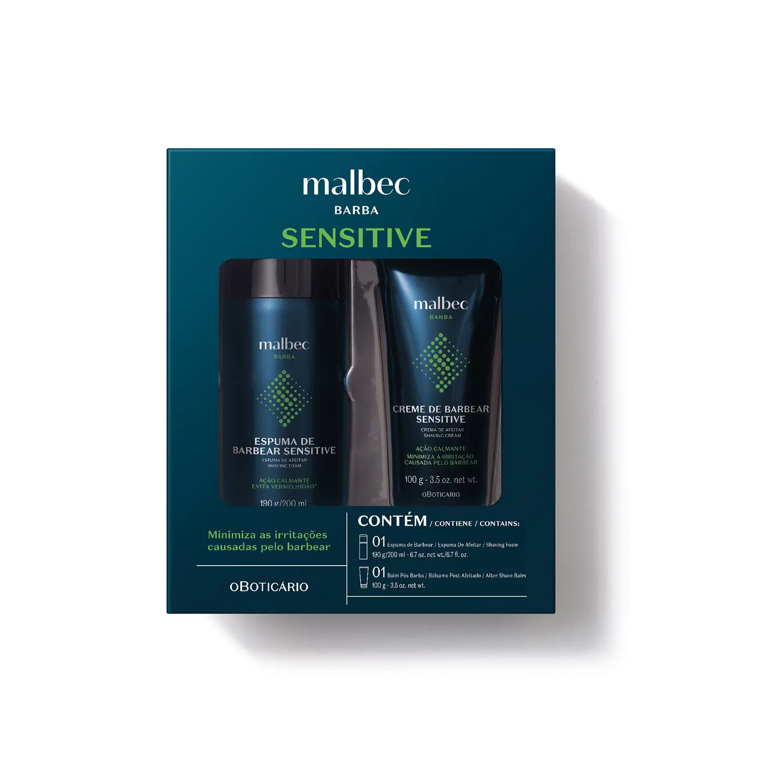 Kit Malbec Barba Senstitive: Espuma De Barbear 190G/200Ml + Balm Pós Barba 100G — foto 1