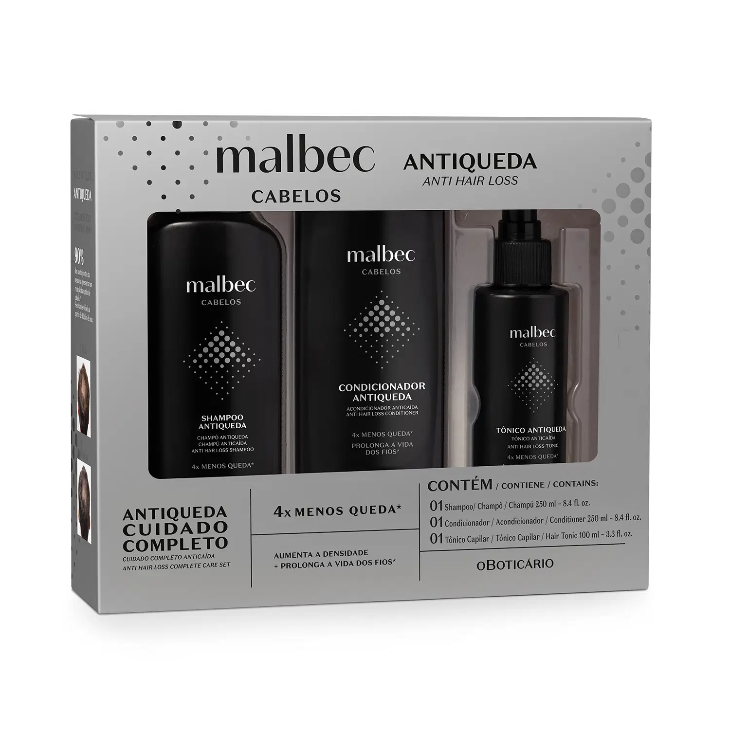 Kit Malbec Antiqueda: Shampoo 250Ml + Condicionador 250Ml + Tônico 100Ml — foto 1
