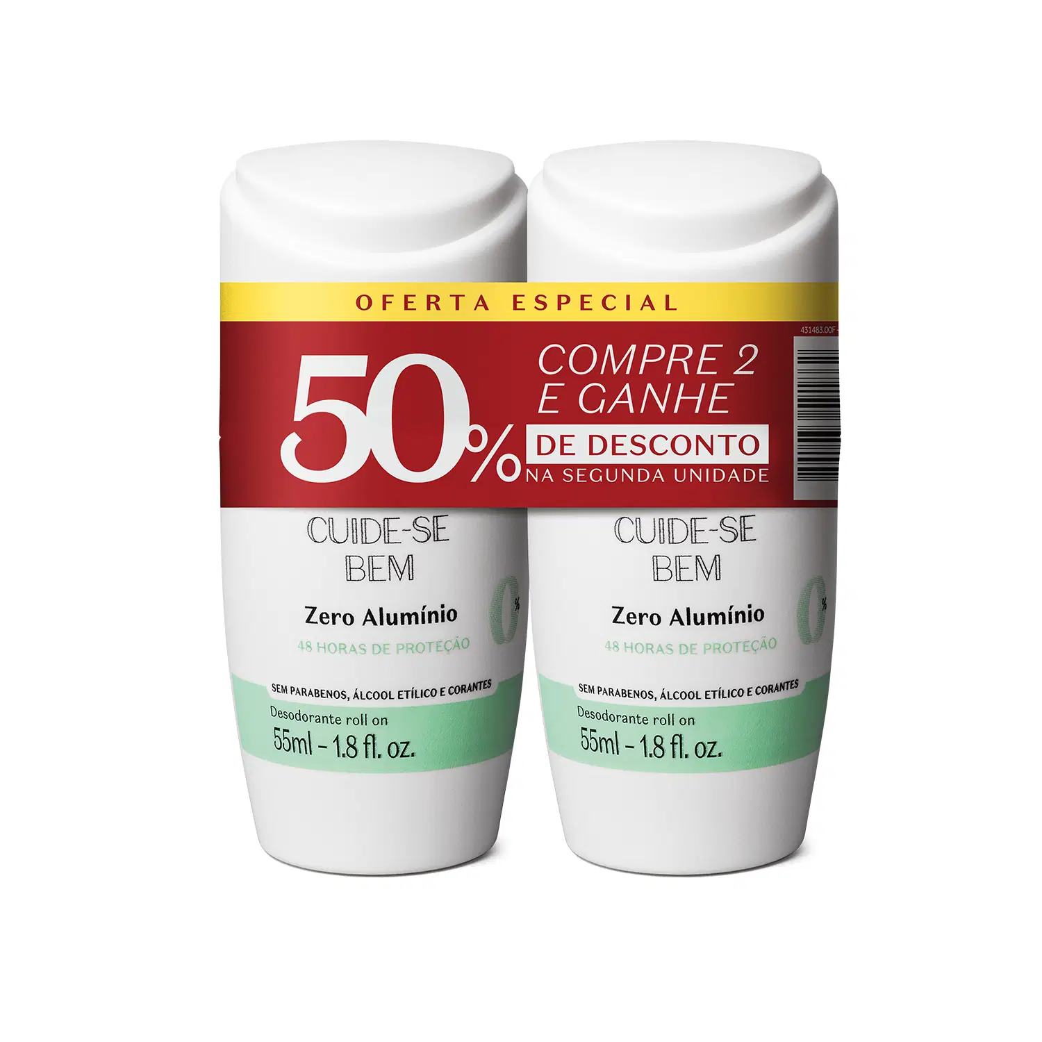 Kit Desodorante Roll On Cuide-Se Bem Zero Alumínio 2X55Ml — foto 1