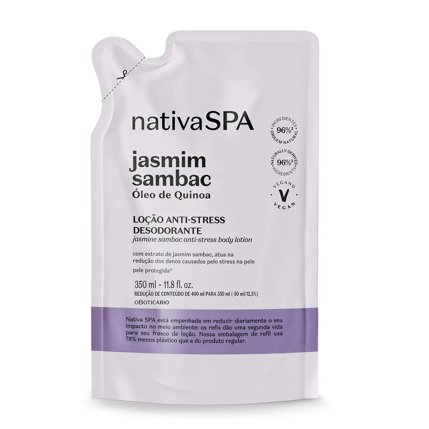 Refil Loção Corporal Anti-Stress Nativa Spa Jasmim Sambac 400Ml — foto 1