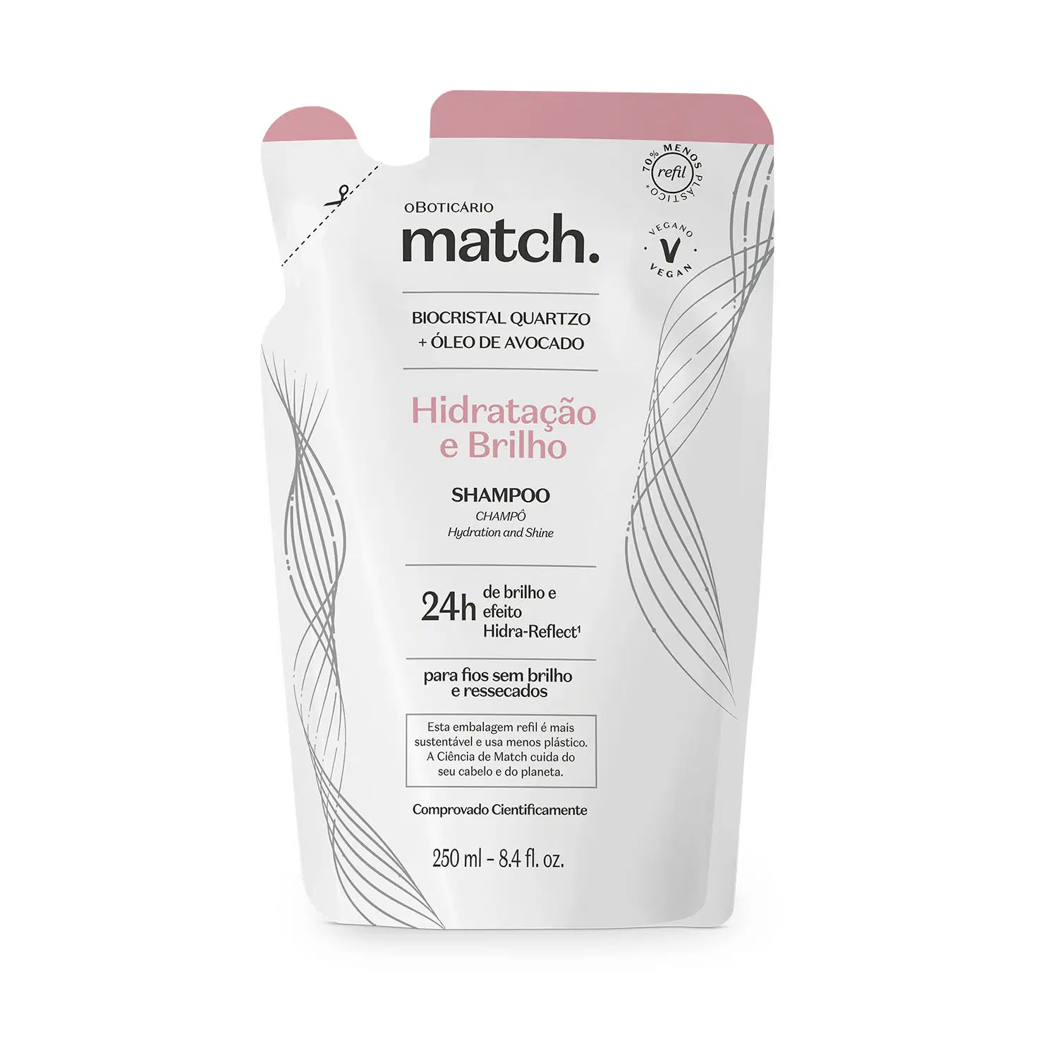 Refil Shampoo Match Hidratação E Brilho 250Ml — foto 1