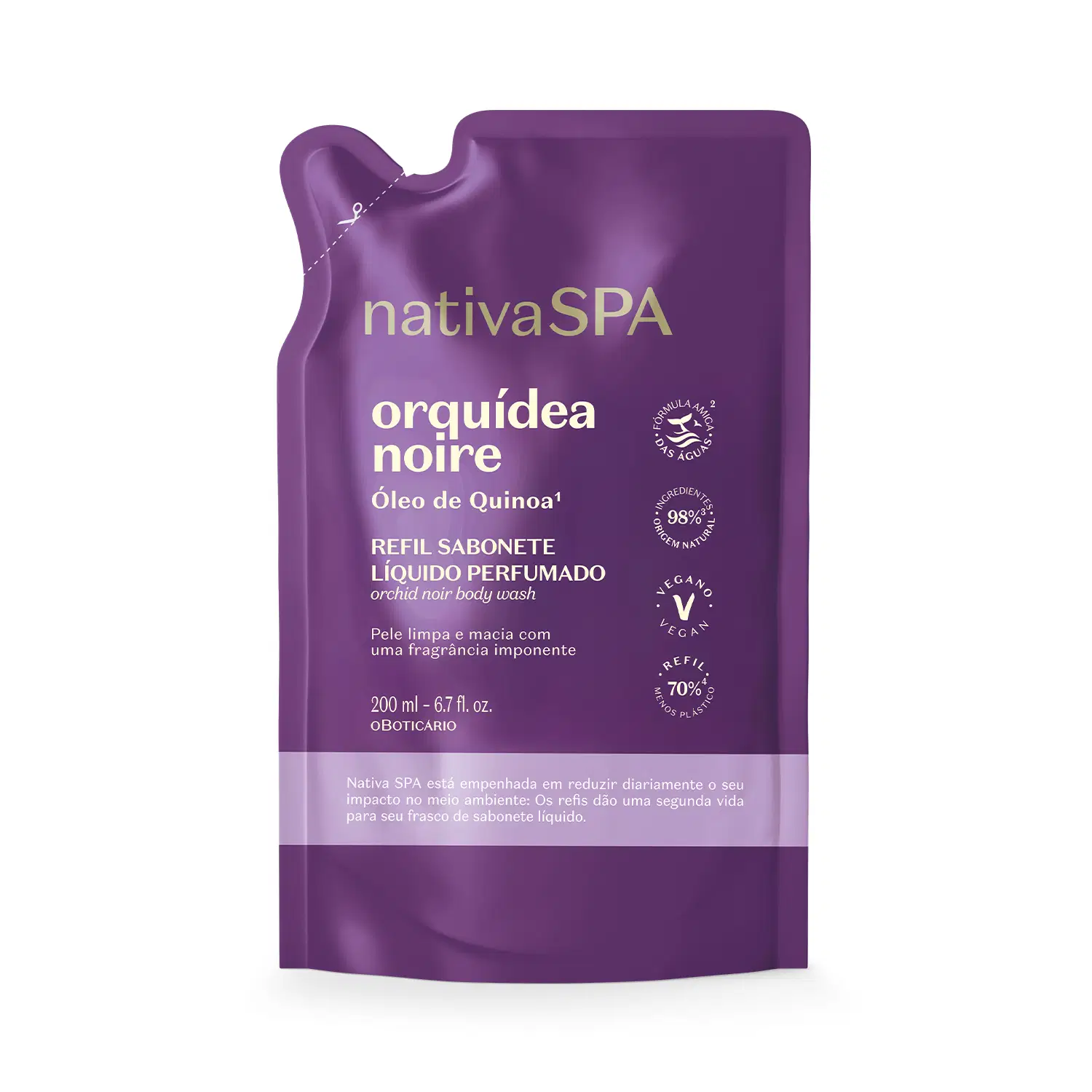 Refil Sabonete Líquido Perfumado Nativa Spa Orquídea Noire 200Ml — foto 1