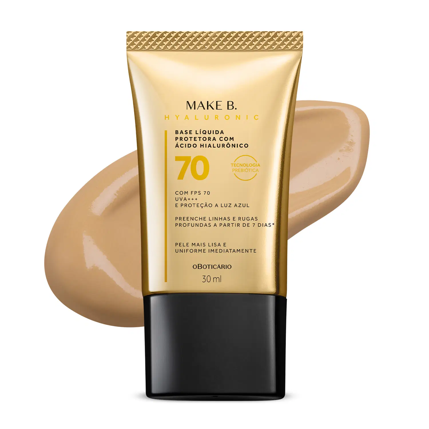 Base Líquida Protetora Make B. Hyaluronic Fps 70 Cor 20 30Ml — foto 1