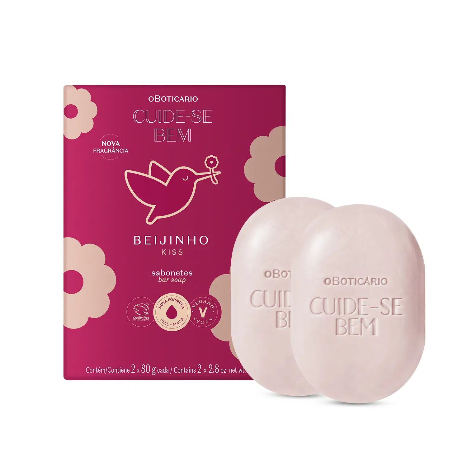 Kit Sabonetes Em Barra Cuide-Se Bem Beijinho 2X80G Cada — foto 1