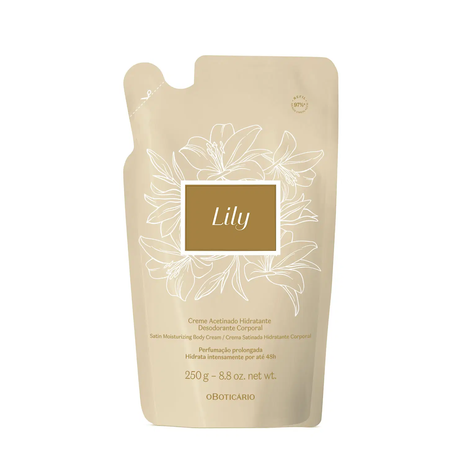 Refil Lily Creme Acetinado Desodorante Hidratante Corporal 250G — foto 1