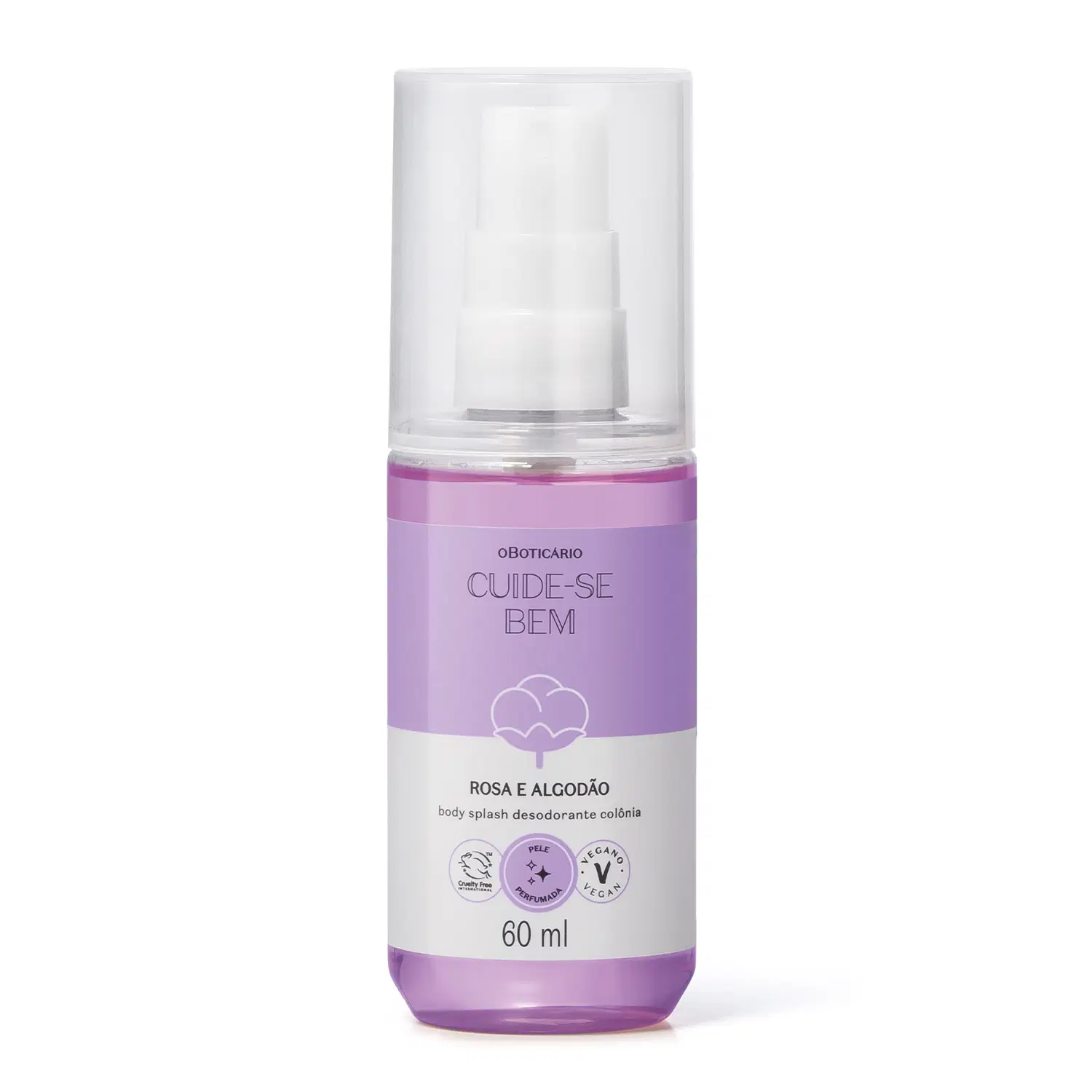 Body Splash Desodorante Colônia Cuide-Se Bem Rosa E Algodão 60Ml — foto 1