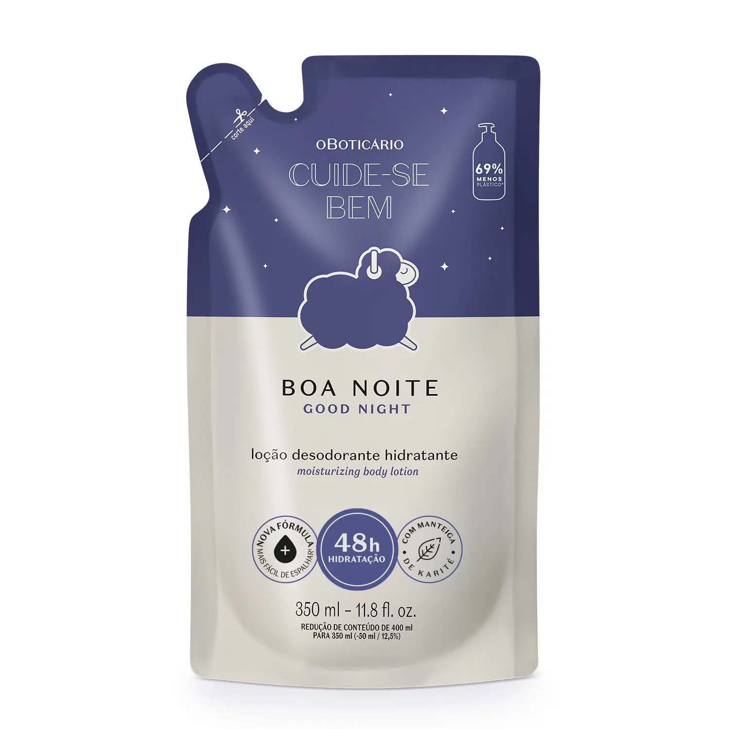 Refil Loção Desodorante Hidratante Corporal Cuide-Se Bem Boa Noite 350Ml — foto 1