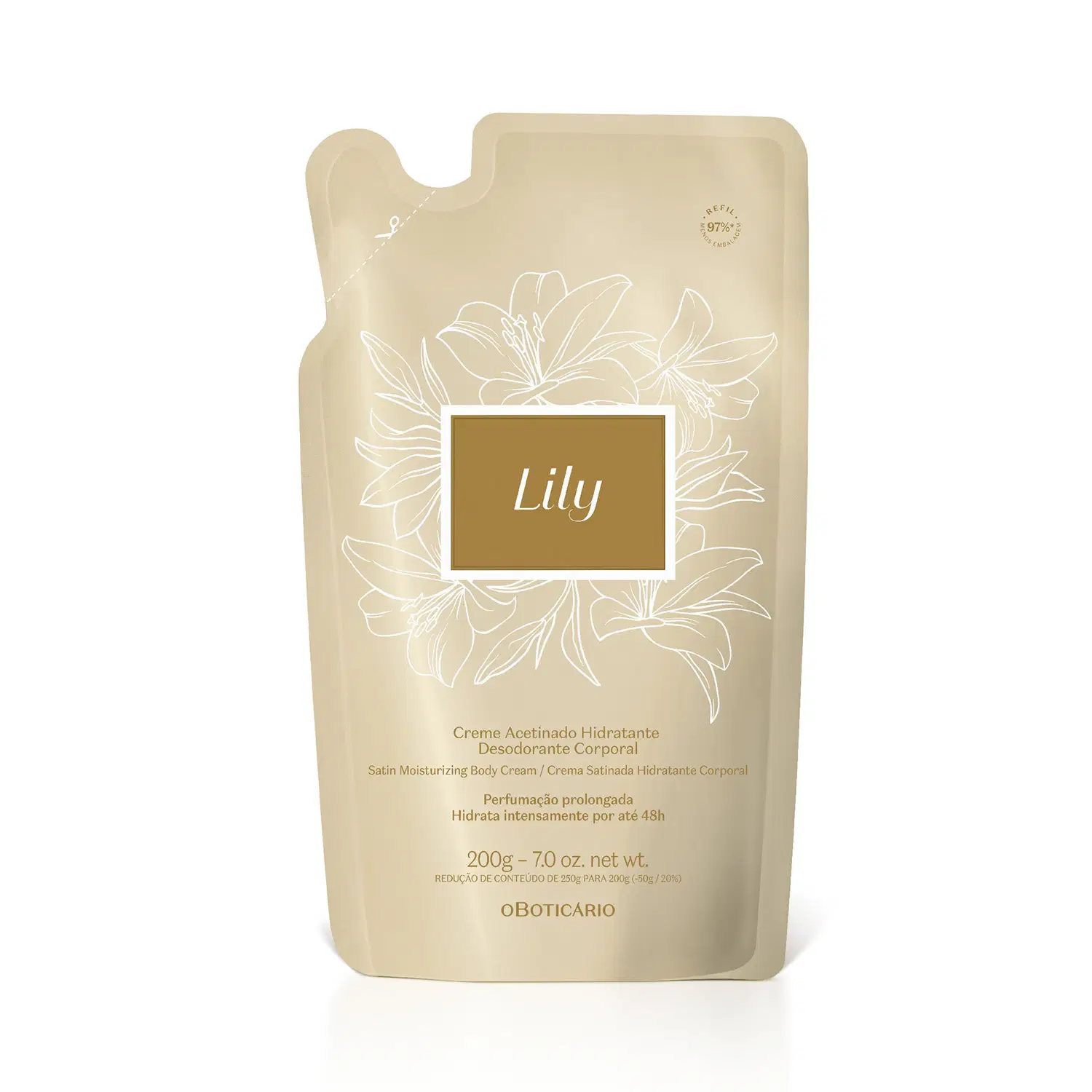 Refil Lily Creme Acetinado Desodorante Hidratante Corporal 200G — foto 1
