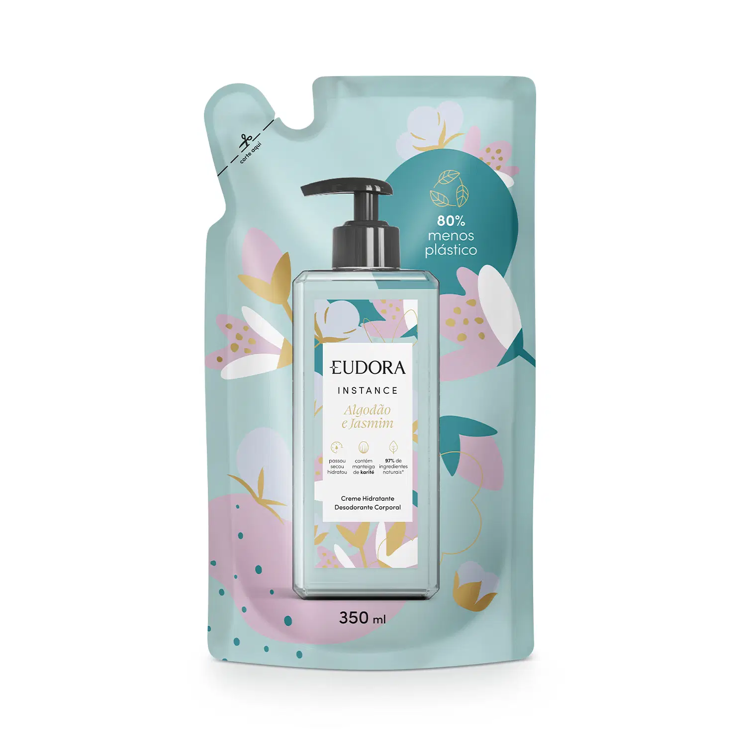 Refil Creme Hidratante Desodorante Corporal Instance Algodão E Jasmim 350Ml — foto 1