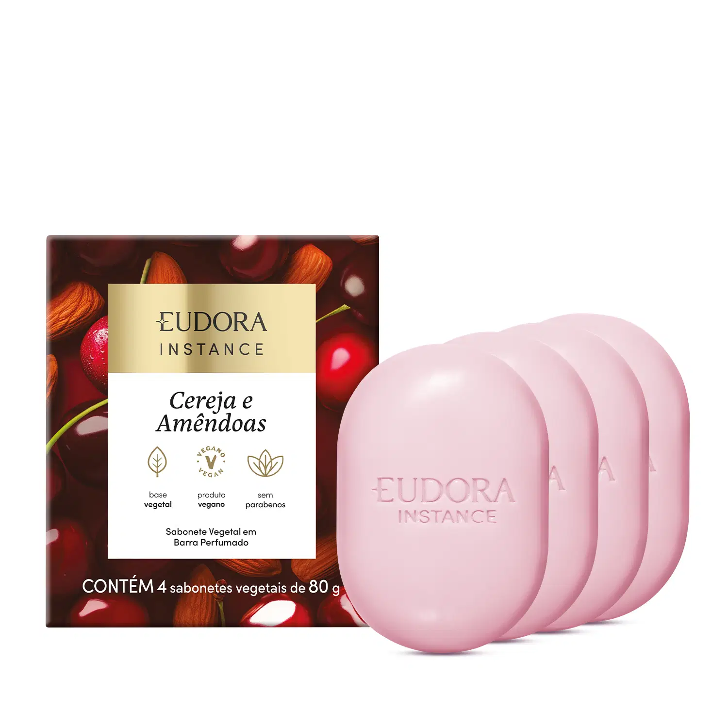 Eudora Instance Cereja E Amêndoas - Sabonete Vegetal Em Barra Perfumado 4X80G — foto 1