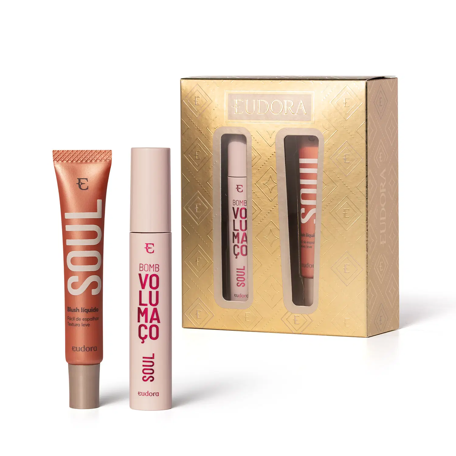Kit Presente De Natal Eudora Soul: Máscara De Cílios Volumaço 10G + Blush Líquido Pêssego Saudável 15Ml — foto 1