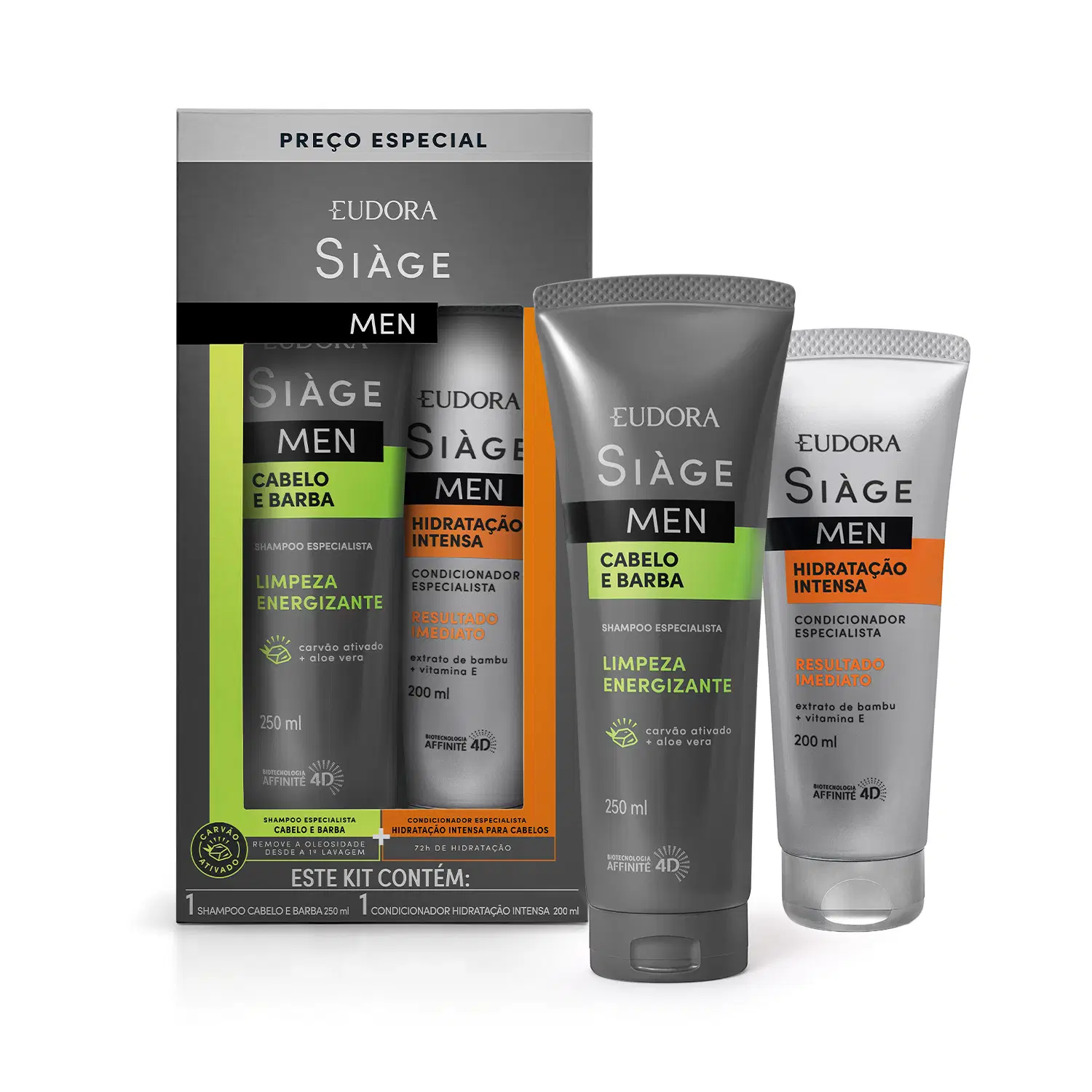 Kit Siàge Men: Shampoo Cabelo E Barba 250Ml + Condicionador Hidratação Intensa 200Ml — foto 1