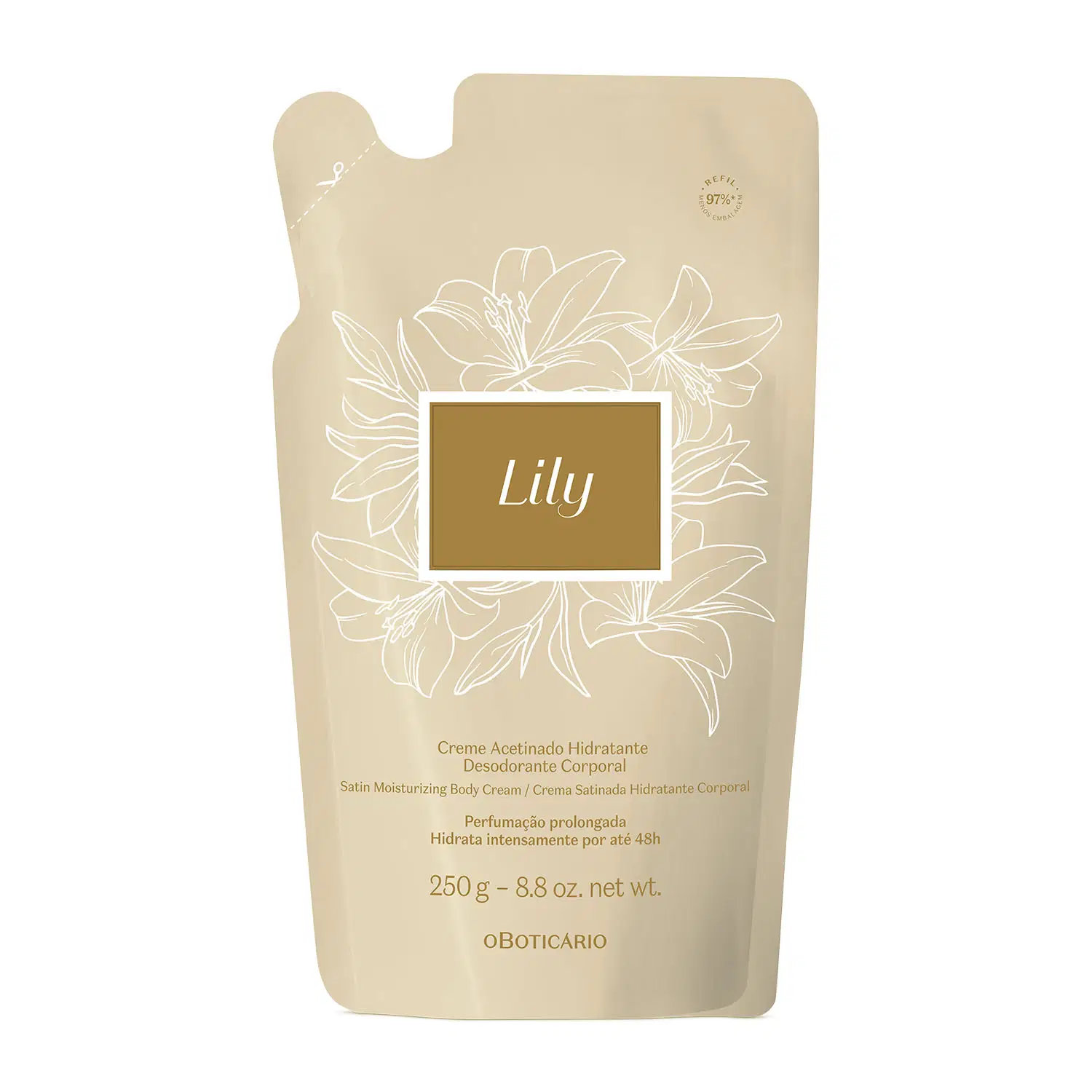 Refil Creme Acetinado Hidratante Desodorante Corporal Lily 250G — foto 1