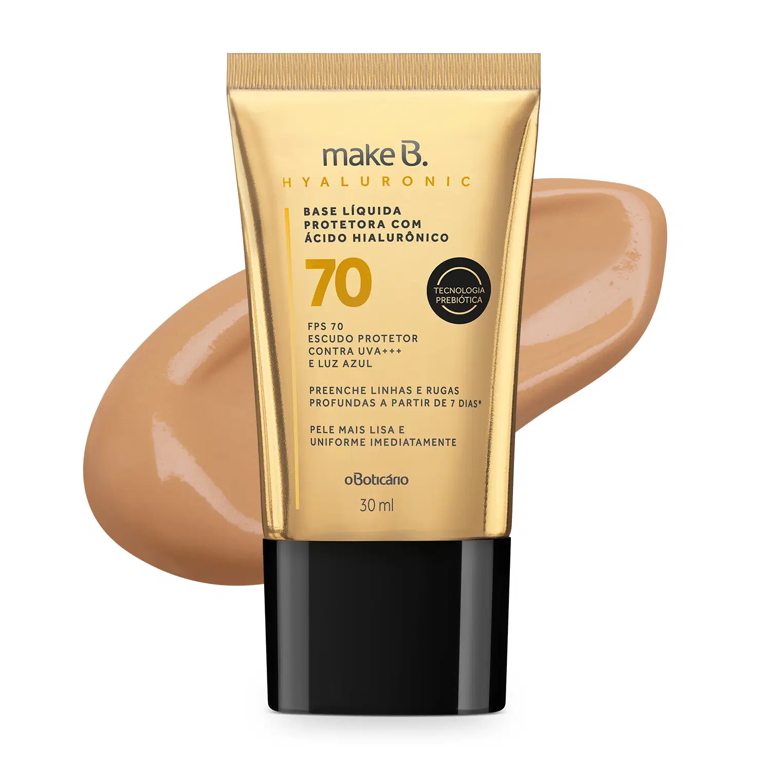 Base Líquida Protetora Make B. Hyaluronic Fps 70 Cor 40, 30 Ml — foto 1