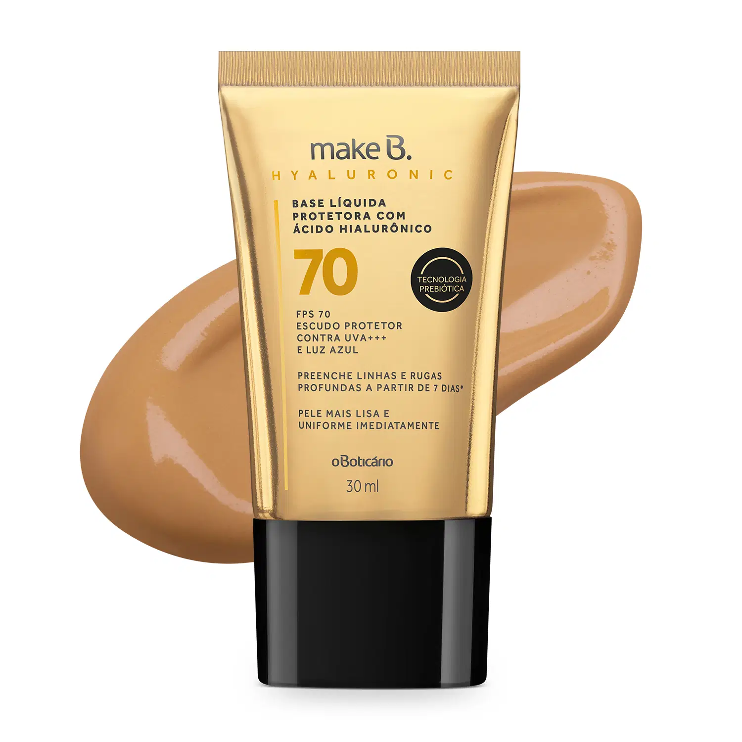 Base Líquida Protetora Make B. Hyaluronic Fps 70 Cor 50, 30 Ml — foto 1