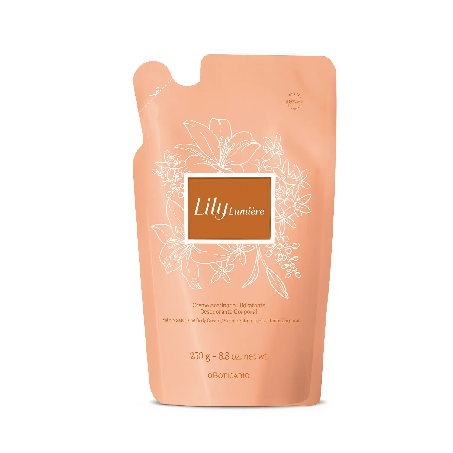 Refil Creme Acetinado Hidratante Desodorante Corporal Lily Lumière 250G — foto 1