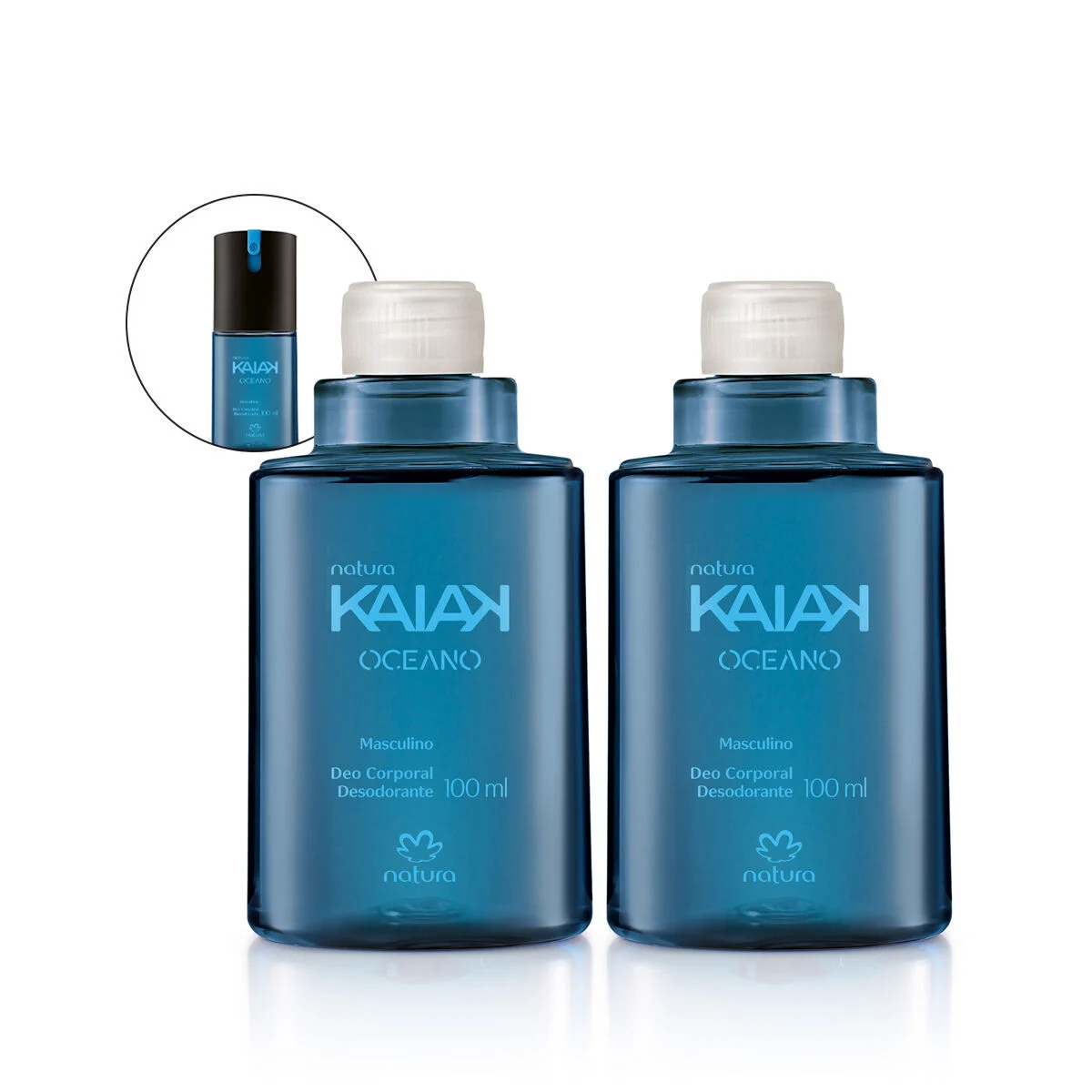 Kit Refil Desodorante Corporal Kaiak Oceano Masculino 2 un de 100 ml — foto 1