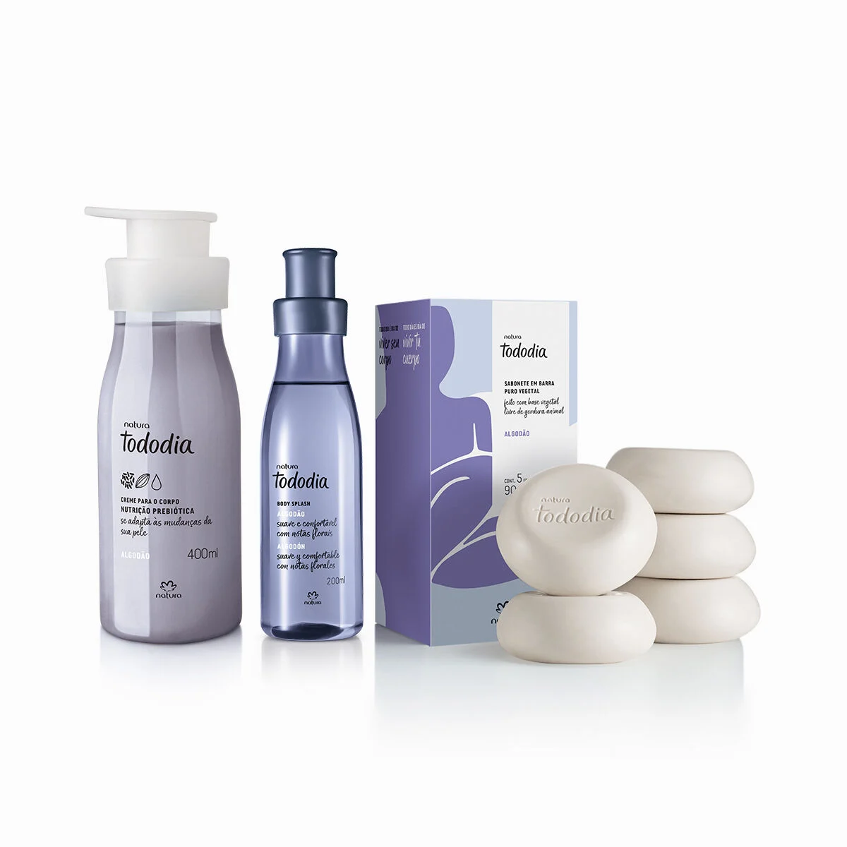 Kit Tododia Algodão com Hidratante, Body Splash e Sabonete em Barra (3 produtos) — foto 1