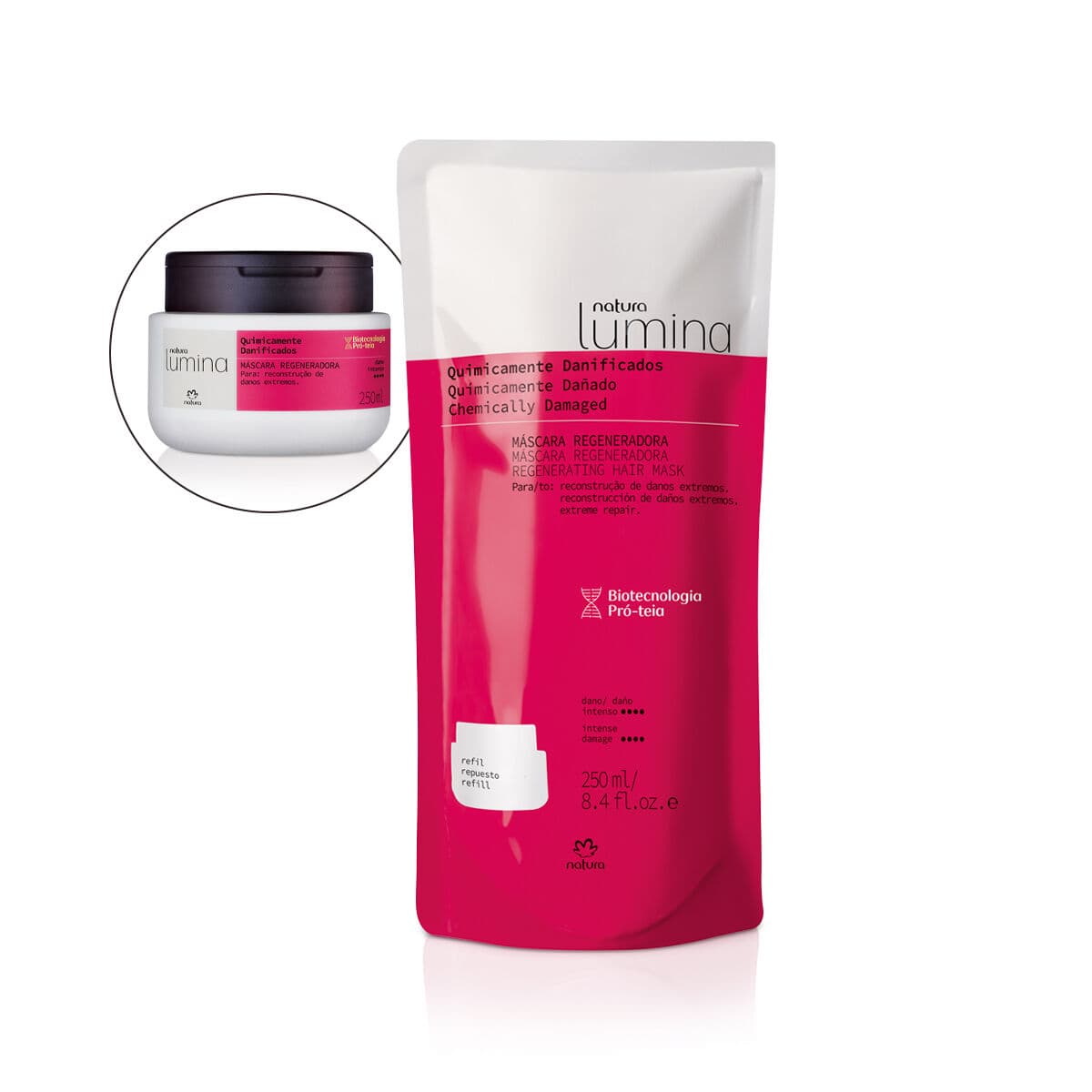 Refil Máscara Regeneradora para Cabelos Quimicamente Danificados Lumina 250 ml — foto 1