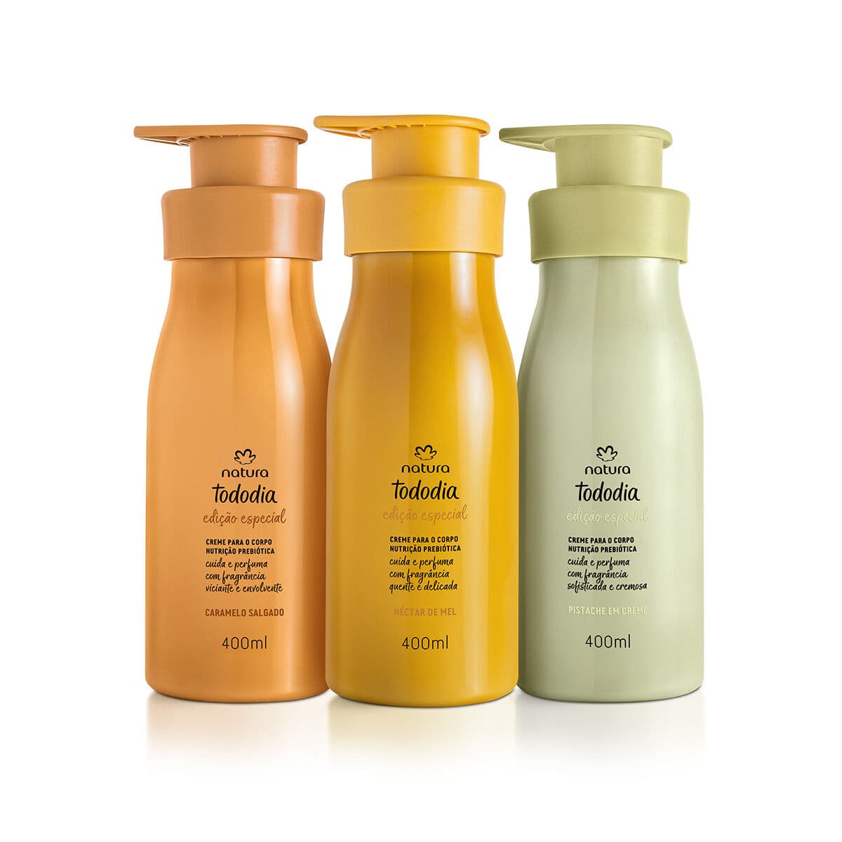 Kit Tododia Creme Desodorante Nutritivo para o Corpo Pistache, Caramelo Salgado e Néctar de Mel 3 produtos de 400 ml — foto 1