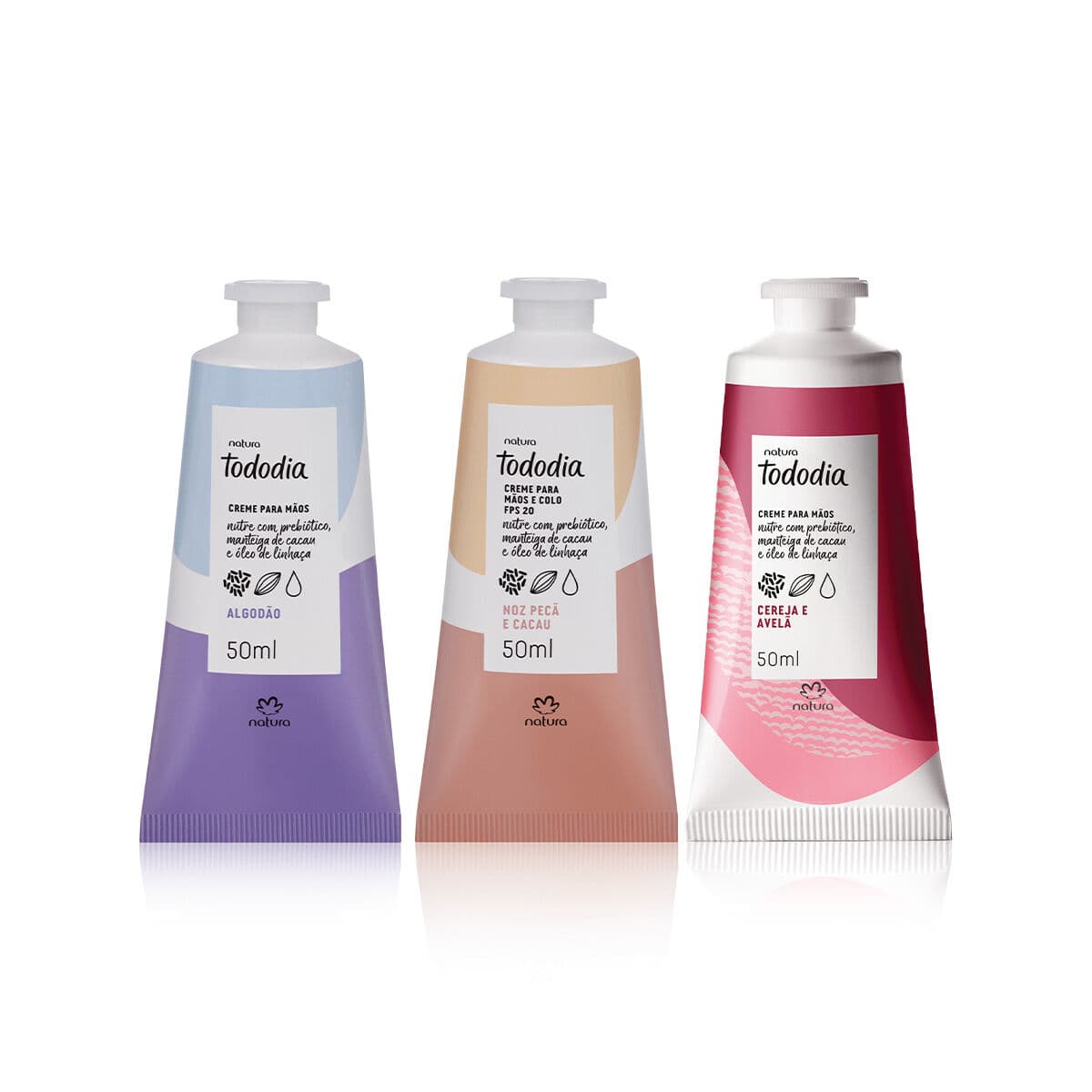 Kit Creme para as Mãos Tododia Algodão + Noz Pecã e Cacau + Cereja e Avelã 3 produtos de 50 ml — foto 1