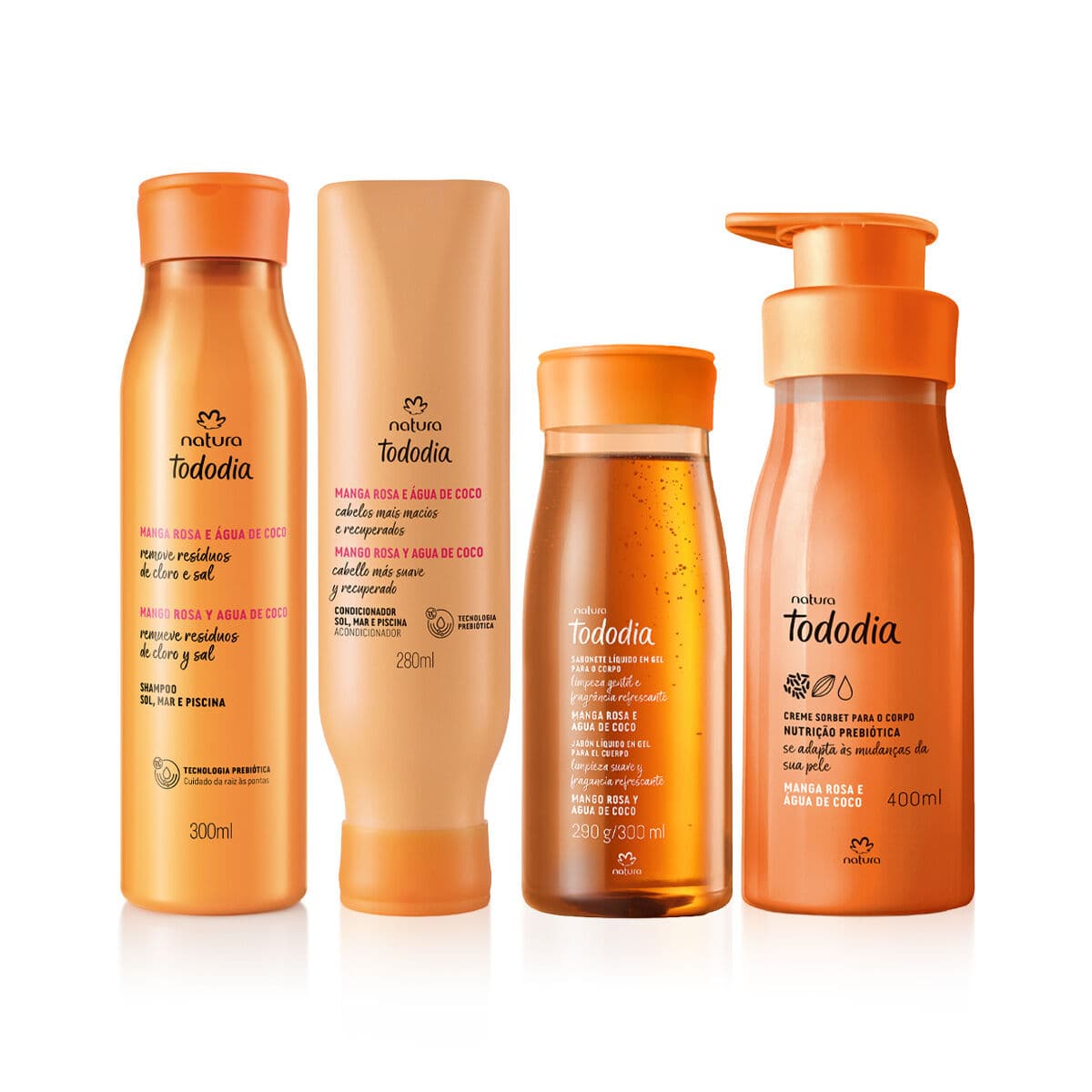 Kit Shampoo, Condicionador, Sabonete e Creme Tododia Manga Rosa e Água de Coco — foto 1