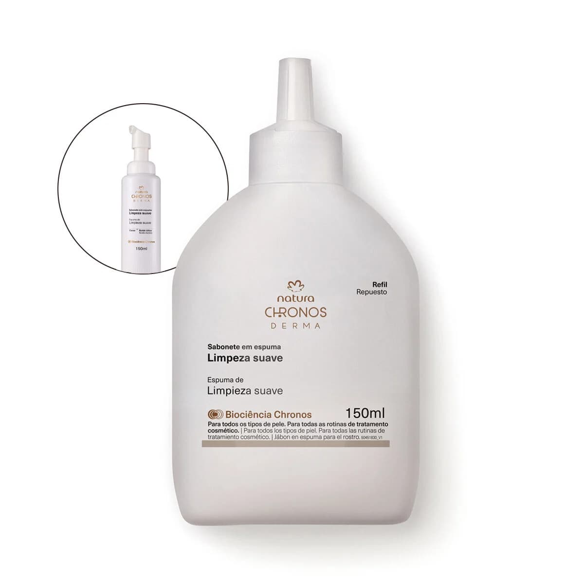 Refil Sabonete em Espuma Limpeza Suave Chronos Derma 150 ml — foto 1