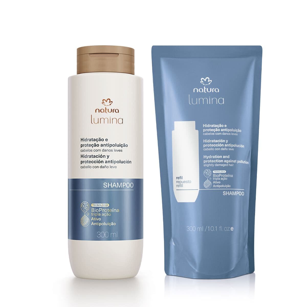 Kit Shampoo Purificante Lumina para Hidratação e Proteção Antipoluição com Refil 2 un de 300 ml — foto 1