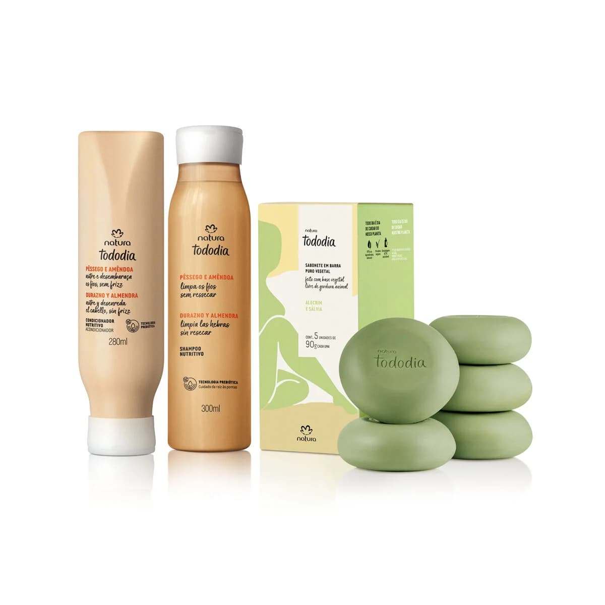 Kit Nutritivo Tododia Pêssego e Amêndoa e Sabonete Alecrim e Sálvia (3 produtos) — foto 1