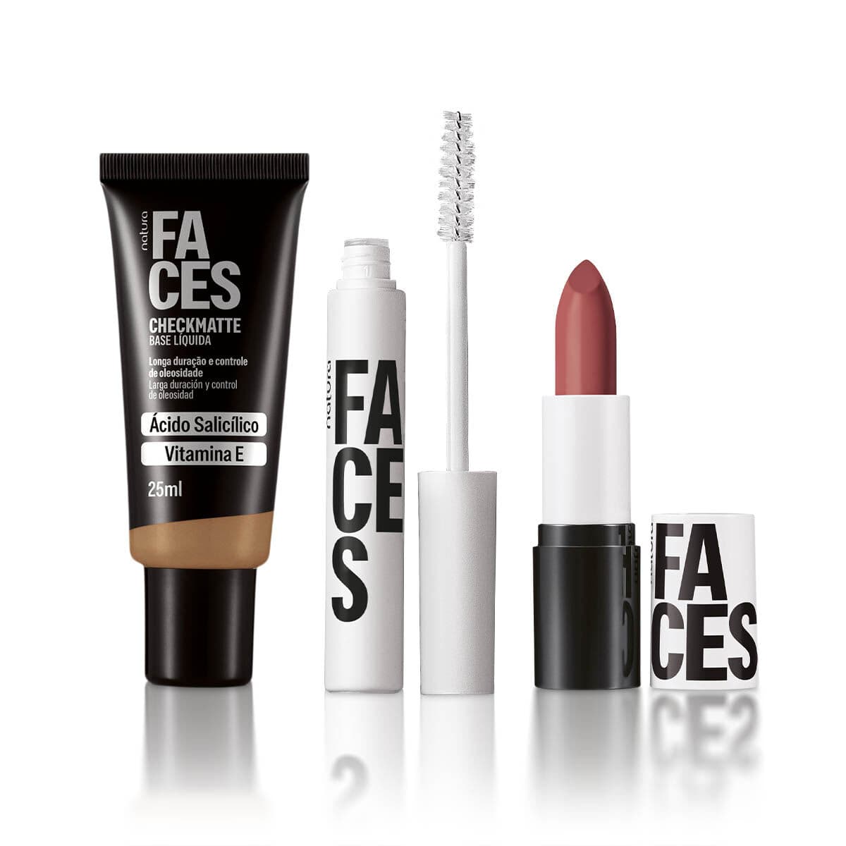 Kit Faces Base Checkmatte, Máscara Incolor e Batom Matte — foto 1