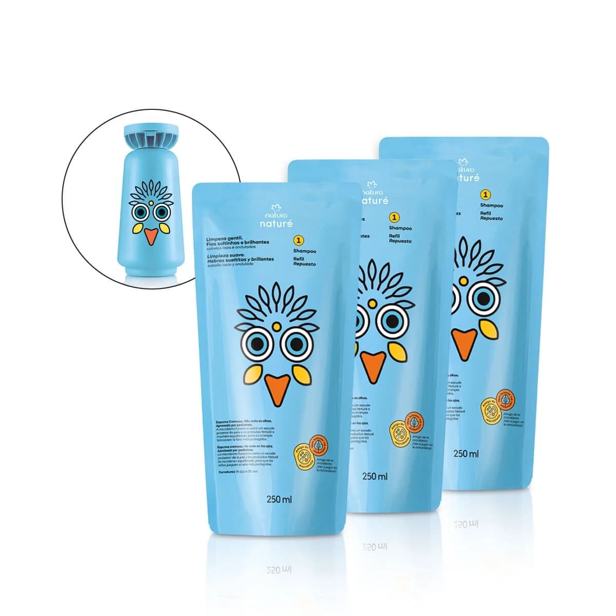 Kit Refil Shampoo para Cabelos Lisos e Ondulados Naturé (3 unidades) — foto 1