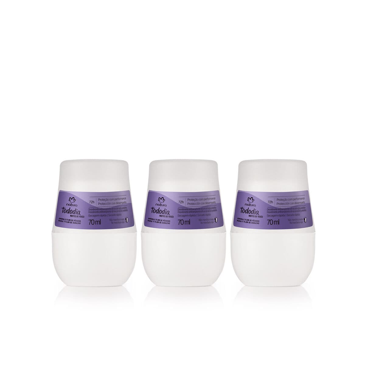 Kit Desodorantes Roll-on Tododia Amora e Flor de Pêssego 3 produtos de 70 ml — foto 1