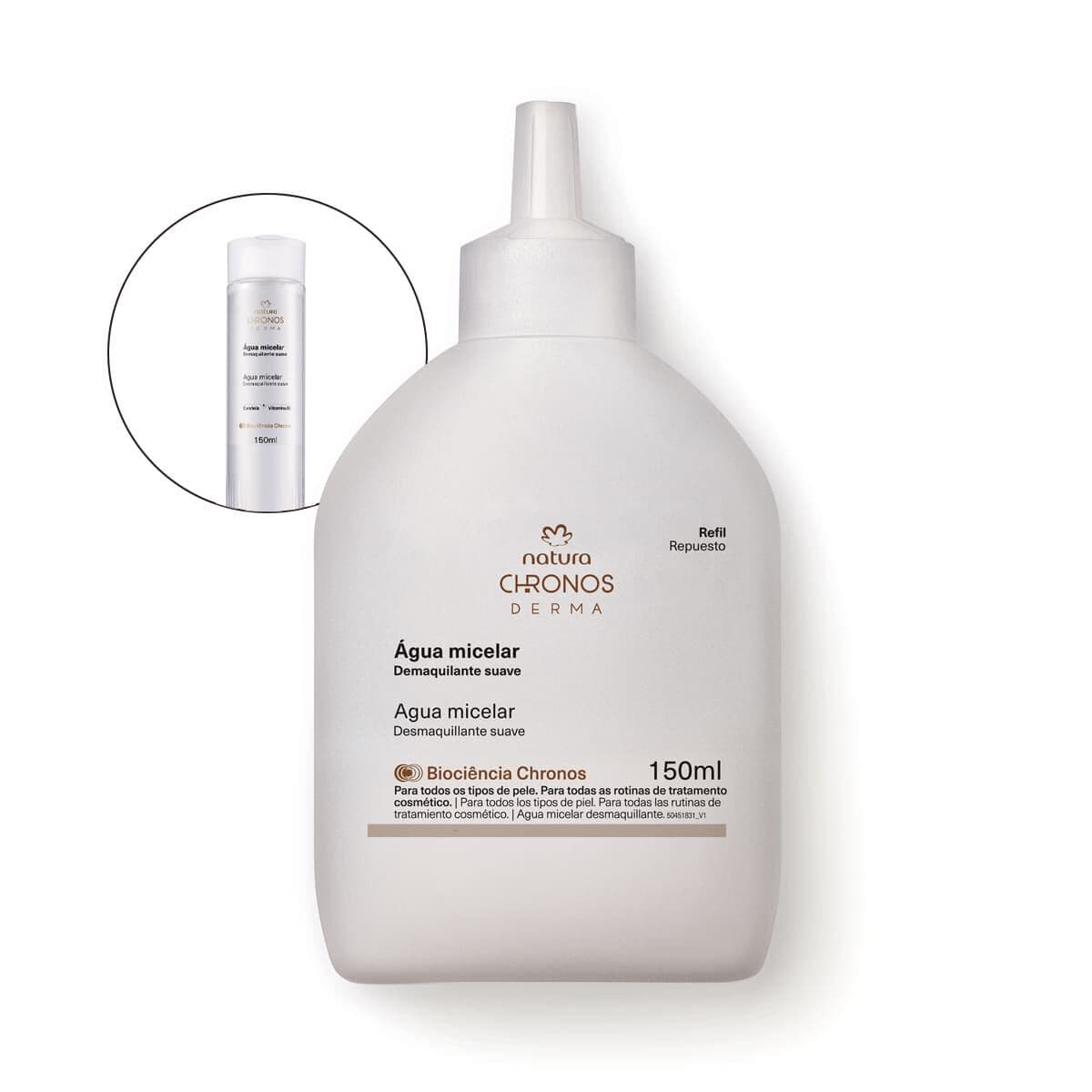 Refil Água Micelar Demaquilante Suave Chronos Derma 150 ml — foto 1