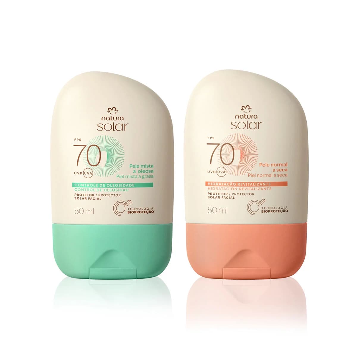 Kit Protetor Solar Facial Pele Normal a Seca e Protetor Solar Facial Pele Mista a Oleosa FPS 70 Natura Solar — foto 1