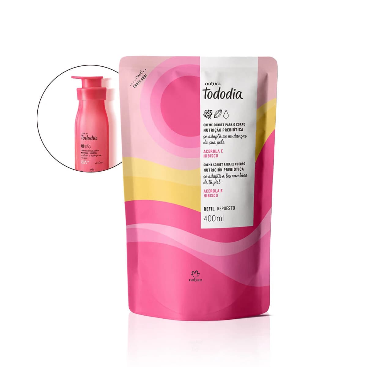 Refil Creme Sorbet Desodorante Nutritivo para o Corpo Tododia Acerola e Hibisco 400 ml — foto 1
