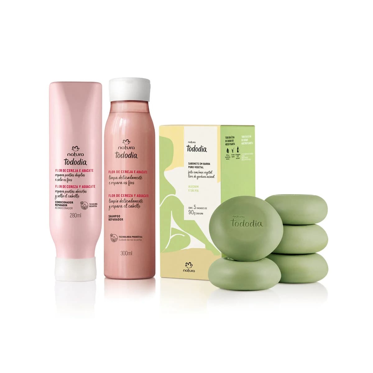 Kit Reparador Tododia Flor de Cereja e Abacate e Sabonete Alecrim e Sálvia (3 produtos) — foto 1