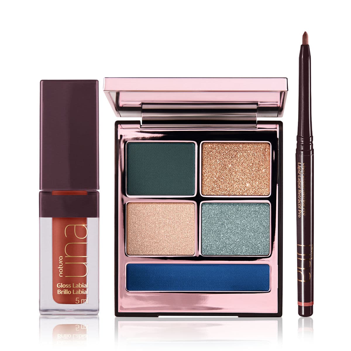 Kit PRO Palette, Lápis Labial e Gloss Marrom Natura UNA (3 produtos) — foto 1