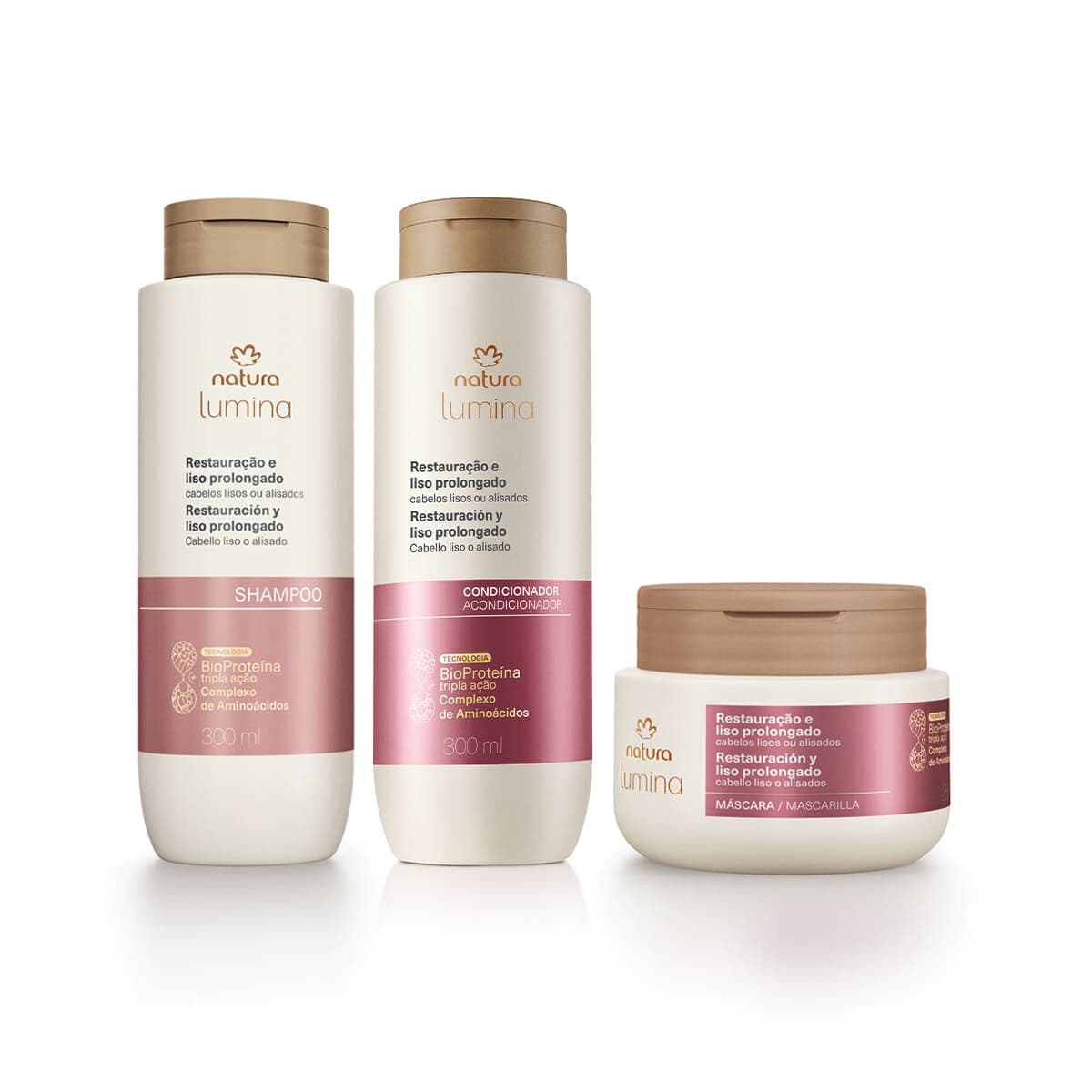 Kit Shampoo, Condicionador e Máscara Lumina para Restauração e Liso Prolongado (3 produtos) — foto 1
