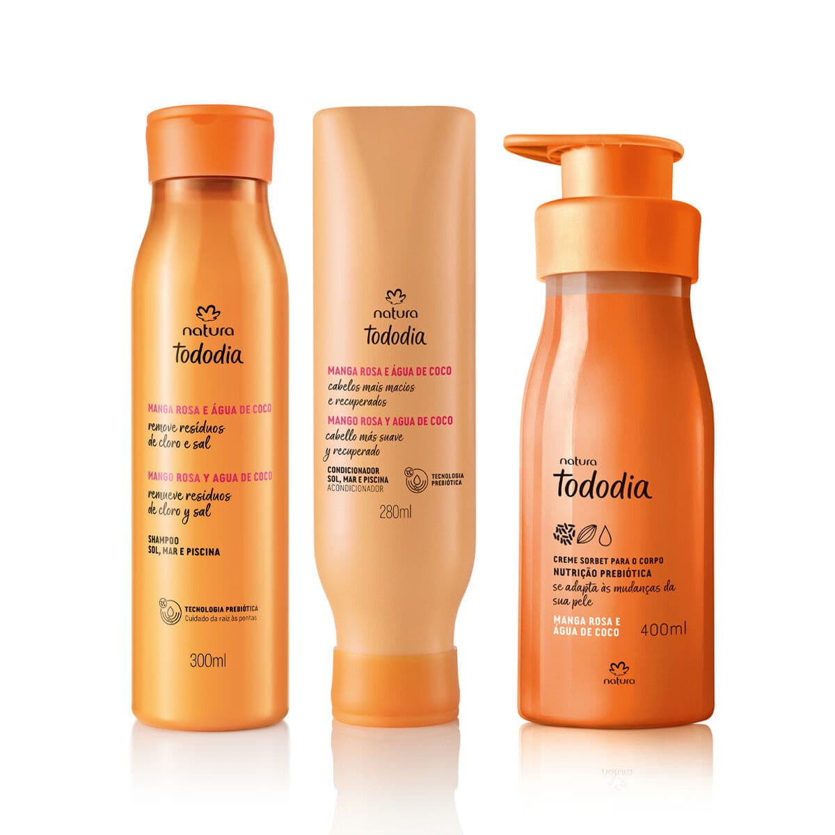 Kit Shampoo, Condicionador e Creme Tododia Manga Rosa e Água de Coco — foto 1