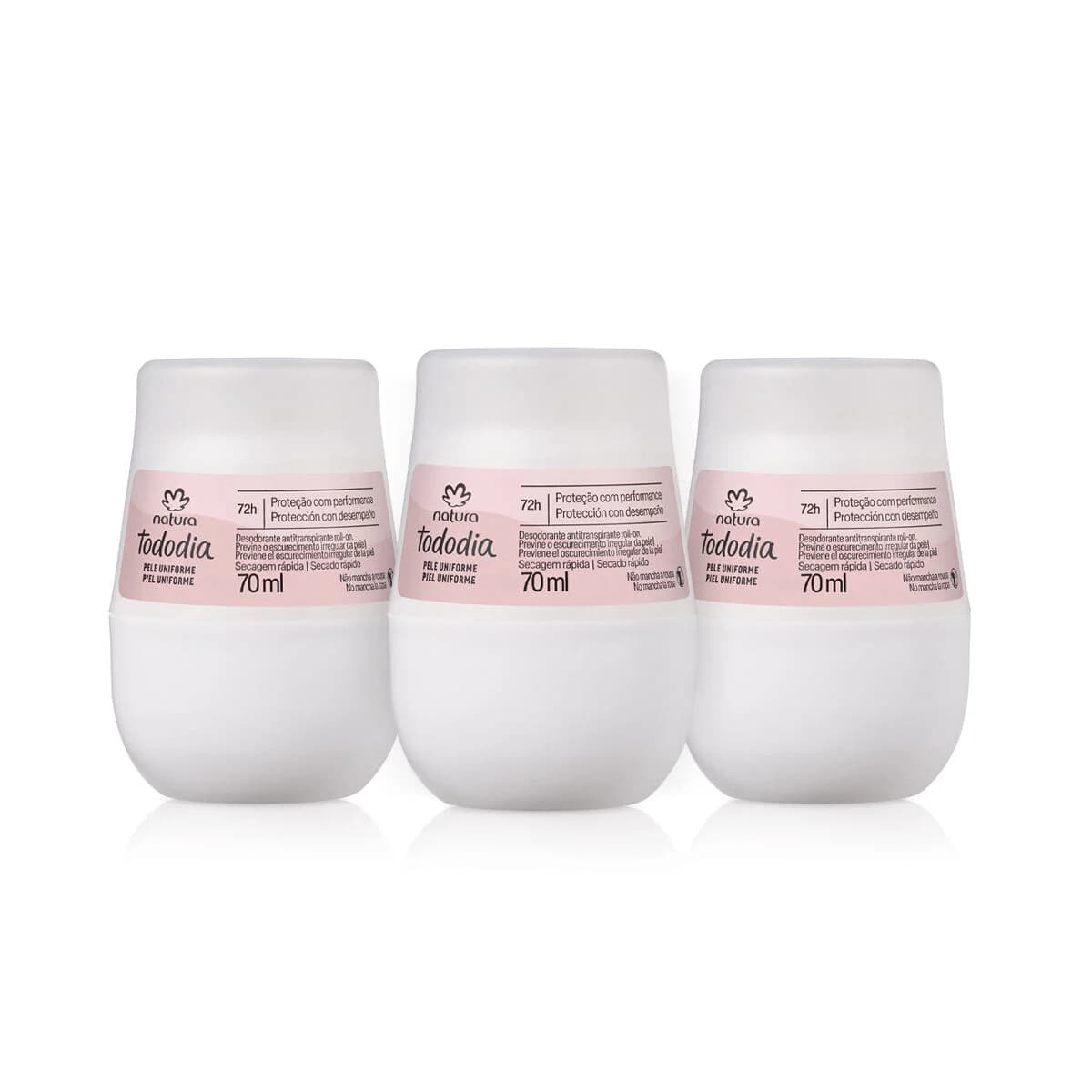 Kit Desodorante Antitranspirante Roll-on Tododia Pele Uniforme 70 ml (3 unidades) — foto 1