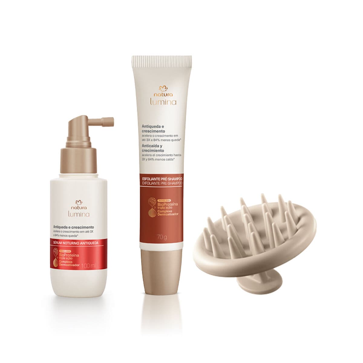 Sérum Noturno Antiqueda + Esfoliante Capilar Pré-Shampoo + Massageador de Couro Cabeludo 3 produtos — foto 1