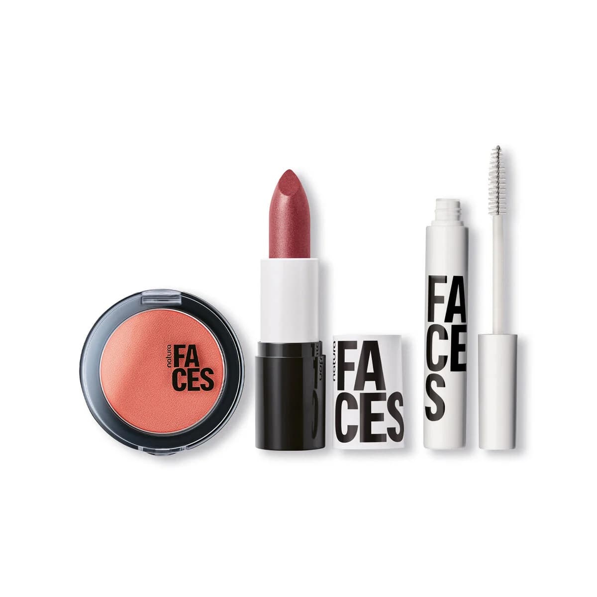 Kit Faces Blush, Batom e Máscara para Olhos e Sobrancelhas Incolor — foto 1