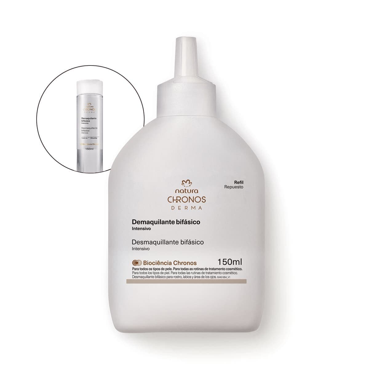 Refil Fluido Bifásico Demaquilante Intensivo Chronos Derma 150 ml — foto 1