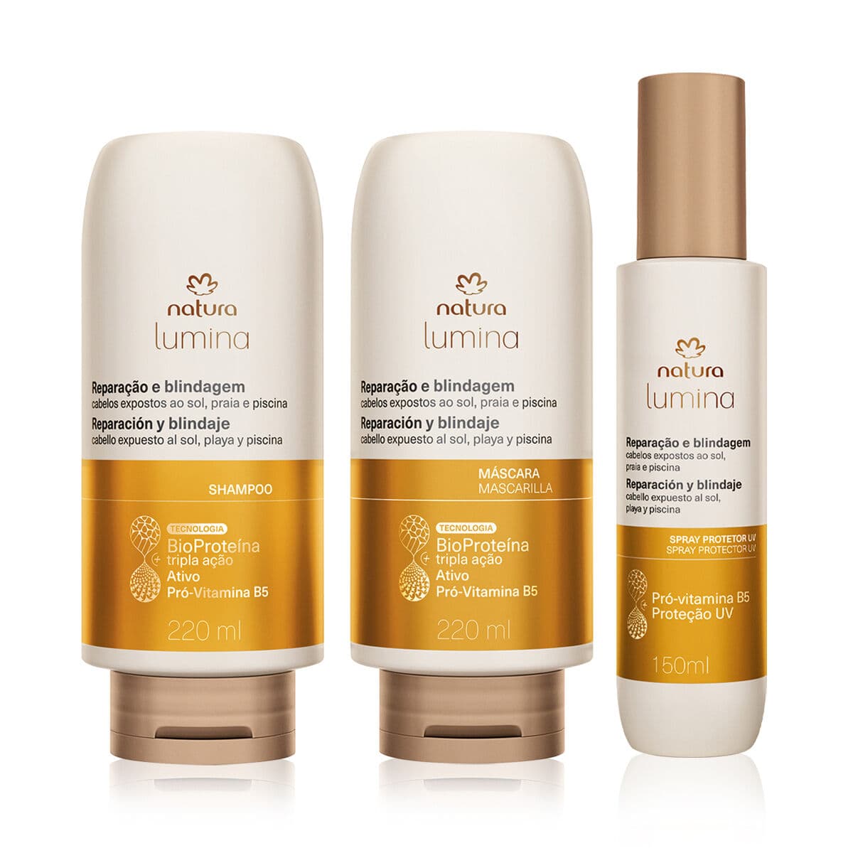 Kit Shampoo, Máscara e Spray Lumina para Reparação e Blindagem — foto 1
