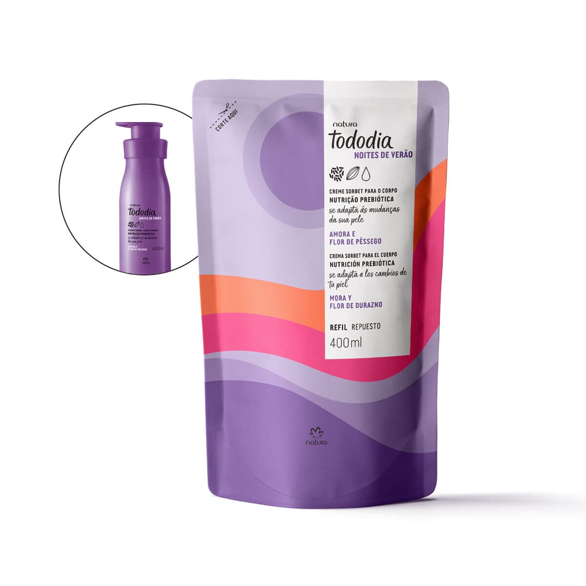 Refil Creme Sorbet Desodorante Nutritivo para o Corpo Tododia Amora e Flor de Pêssego 400 ml — foto 1