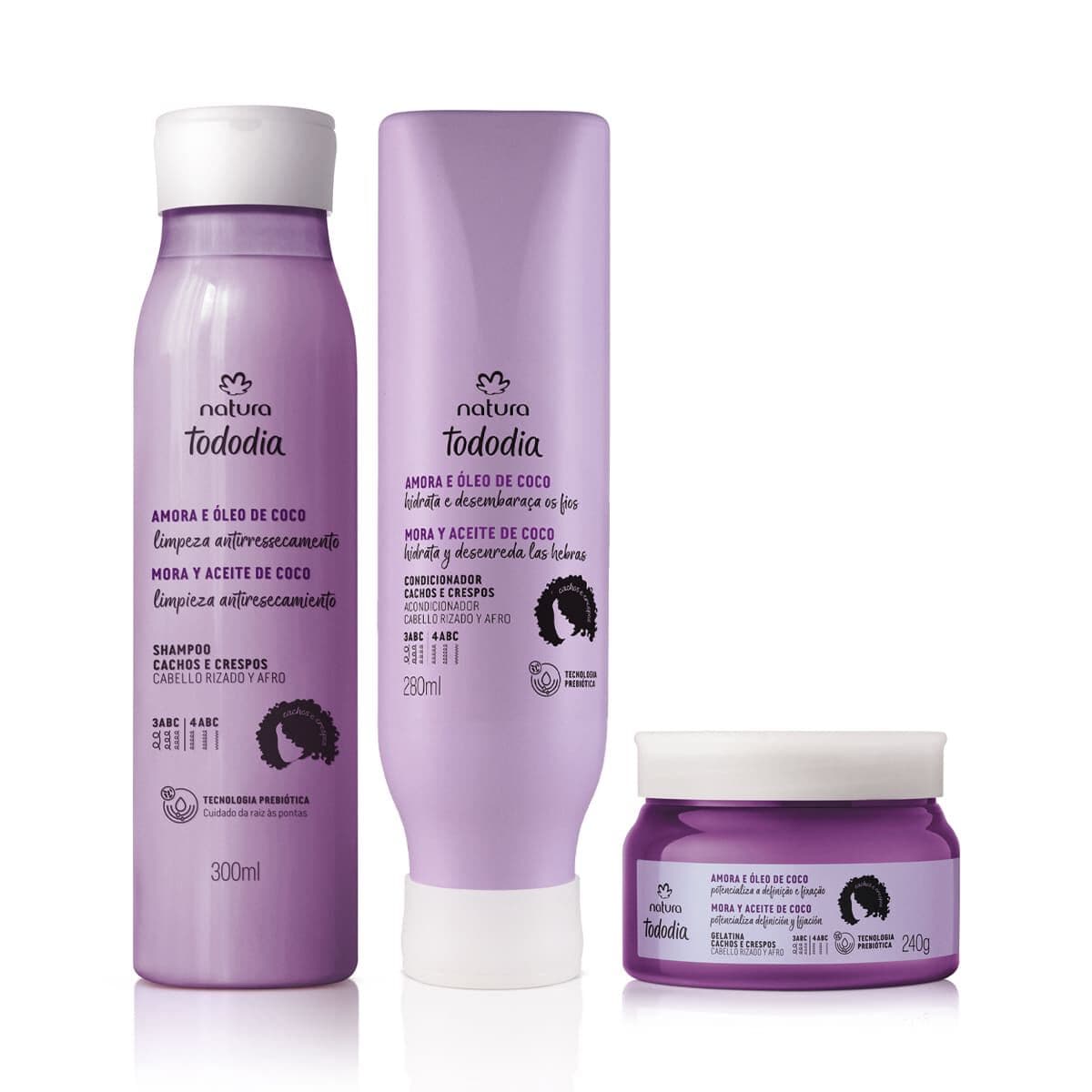 Kit Cachos e Crespos Tododia Amora e Óleo de Coco (3 produtos) — foto 1