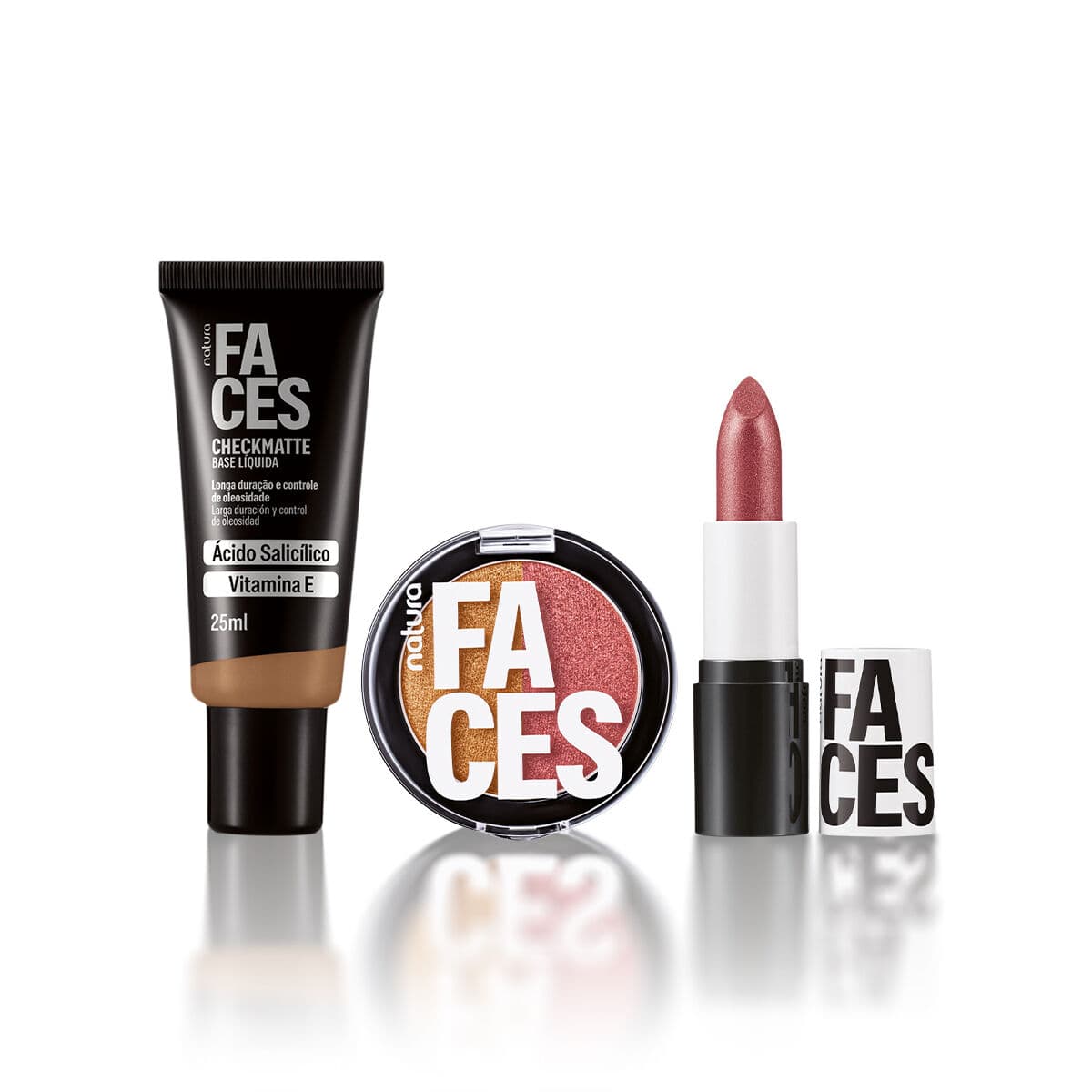 Kit Faces Base Checkmatte, Duo Super Brilho e Batom Cremoso — foto 1