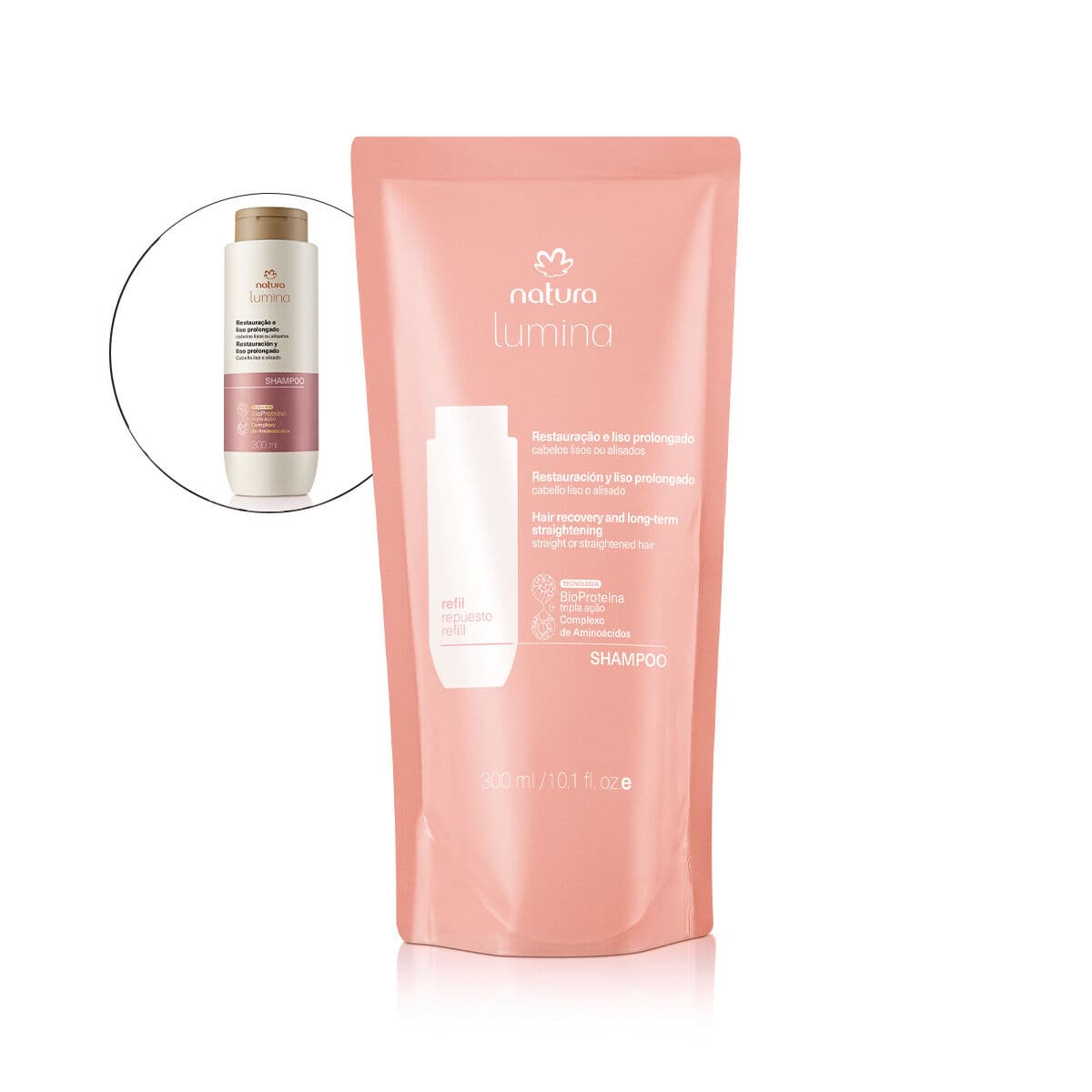 Refil Shampoo Lumina Restaurador para Restauração e Liso Prolongado 300 ml — foto 1